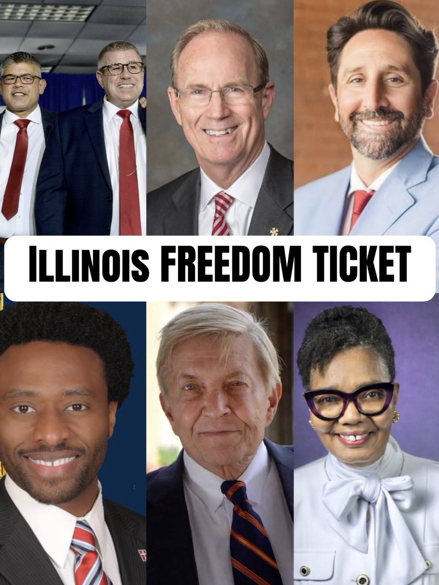 YoungPatriotsIL's tweet photo. 🚨 ILLINOIS, wondering who’s running statewide? 👀
Here’s your quick reference. 🇺🇸👇

Governor: @DarrenBaileyIL 
Lt. Governor: @AaronDelMar 
Attorney General: Bob Fioretti
Secretary of State: Diane Harris
Comptroller: Bryan Drew
Treasurer: Max Solomon
U.S. Senate: @DonTracyForIL https://t.co/65ObbGPB5D