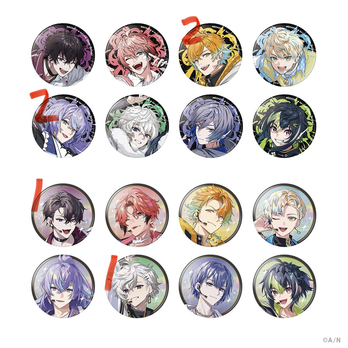 mik__91088's tweet photo. 【交換】にじさんじ　MECHATU-A 1st LIVE　ランダムカード 　缶バッジ MECHATU-A 1st LIVE "Over Drive!"　

譲：画像1~3数字記載のもの

求：定価＋送料 or 西💜(下段絵柄)
特典は数字記載無しの物と交換or¥300/枚

ライブ衣装と西💜kvは他kv同数抱き合わせ
郵送(速達など対応可能)or都内手渡し https://t.co/aFCenkXuy3