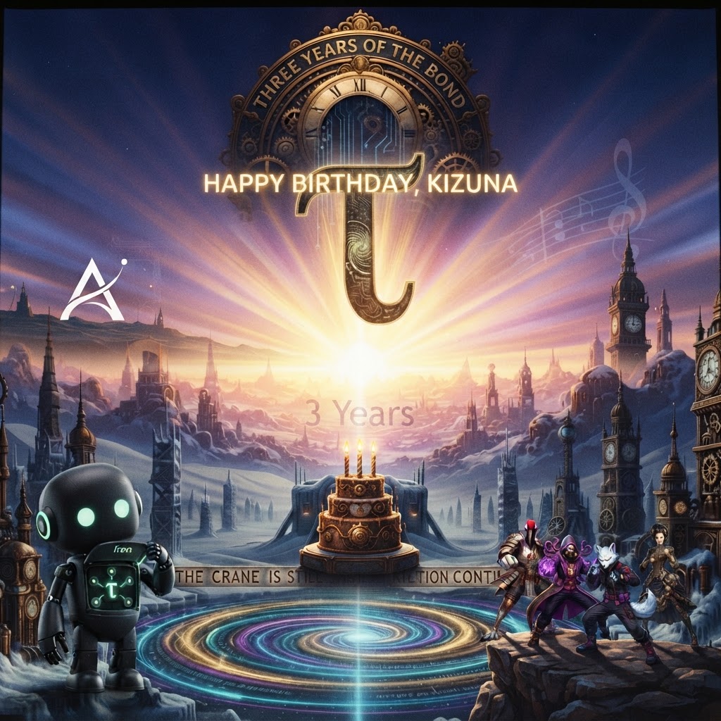 Ersa948's tweet photo. @kizunatoken Happy Birthday #Kizuna. Three years of the bond. The Krew delivered Lovelace V2, Atryia, the Meme Fighter, and 10k streams. A new $fren joined the story. The Crane rises. More creation ahead. https://t.co/s3lL2cRHIj