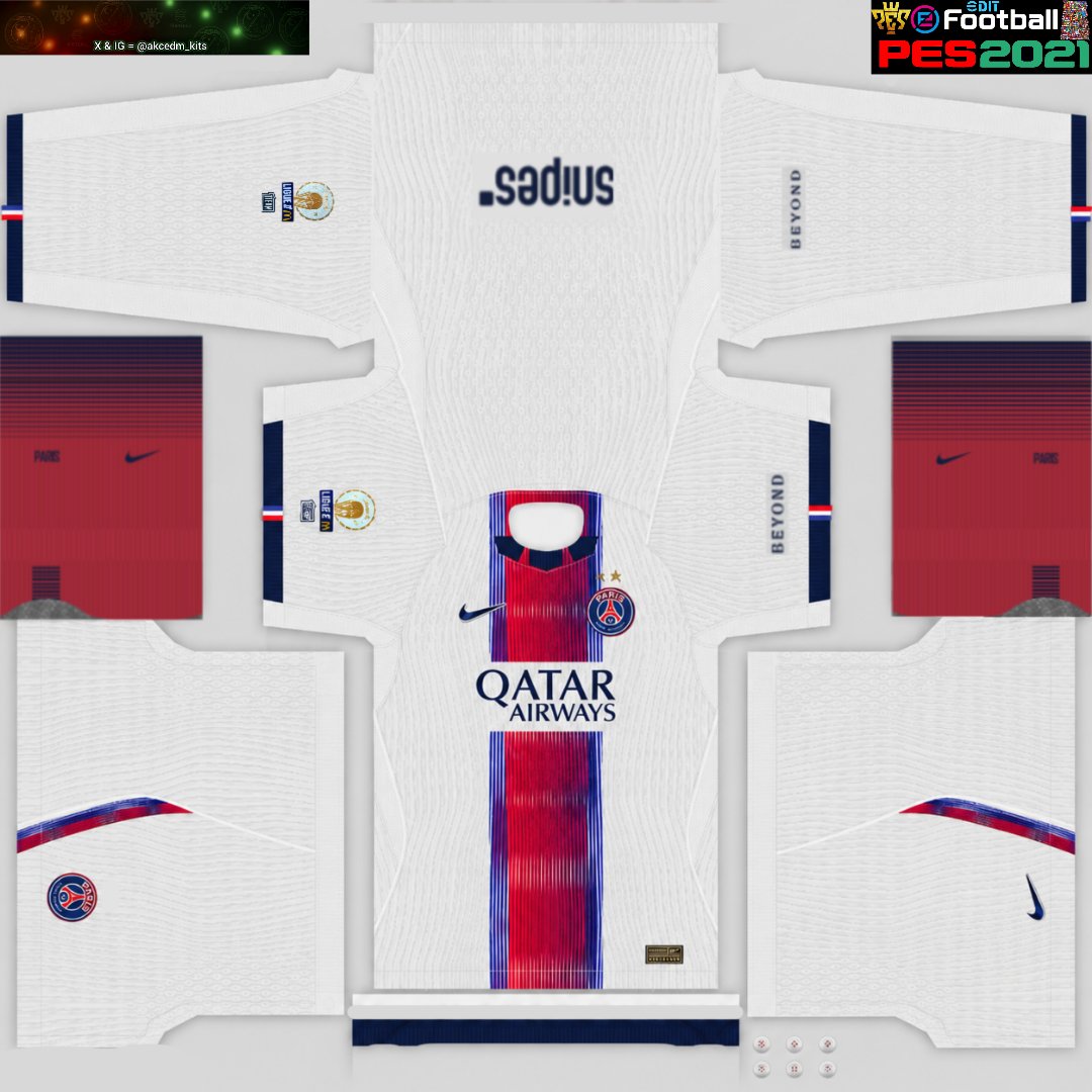 akcedm_kits's tweet photo. Official: PSG 26-27 Season Kits #drawing #akcedm #PSG #kits #pes2021 #pes21 #peskit #kitmaker #pes #eFootball #parissaintgermain #paris #allezparis #ParisSG #LesParisiens #LesRougeetBleu #icicestparis #beyond #snipes #qatarairways #Jordan #Nike @PSG_inside https://t.co/U21RHBg0oQ https://t.co/kFaSnuwo8Z