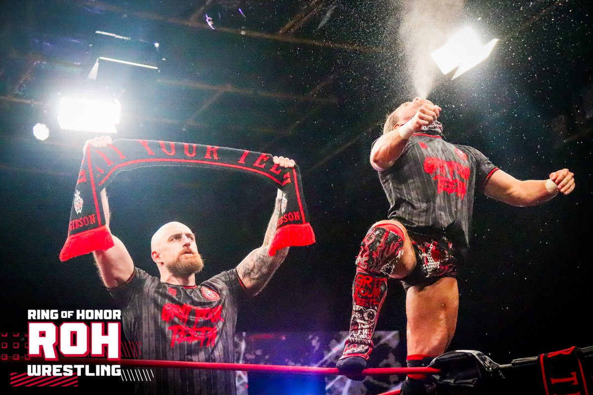 ringofhonor's tweet photo. GRIT YOUR TEETH! The Grizzled Young Veterans are locked in a high-intensity tag team battle with @ThePrizeCityOG and @TheJordanOIiver!

📺 Watch ROH TV on #HonorClub at https://t.co/l79CE3grm1 https://t.co/DSZYeaWdYF