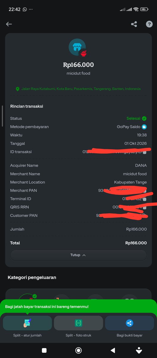 kop1item's tweet photo. @danawallet tolong dong ini gua semalem sqan qris bisnis gua sendiri dari apk gopay, di gopay gua saldo nya udah kepotong tapi di dana bisnis gua kaga masuk https://t.co/NMACUsn9nS