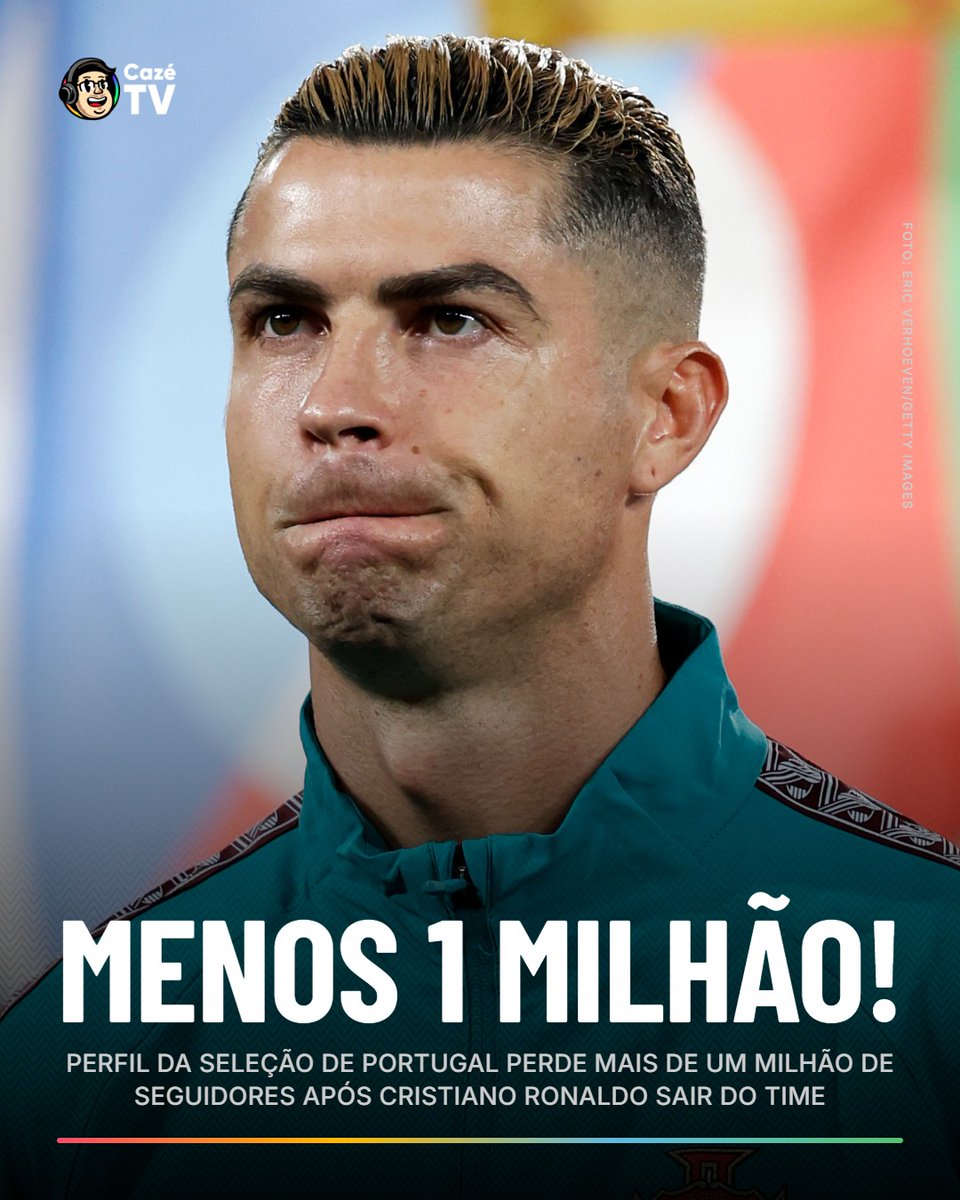 CazeTVOficial's tweet photo. SEM ROBÔZÃO, SEM ENGAJAMENTO?! 👀

 Mais de um milhão de usuários deixaram de seguir a Seleção de Portugal após a saída de Cristiano Ronaldo do time. 🇵🇹🇵🇹🇵🇹 https://t.co/UdWYk64jWQ