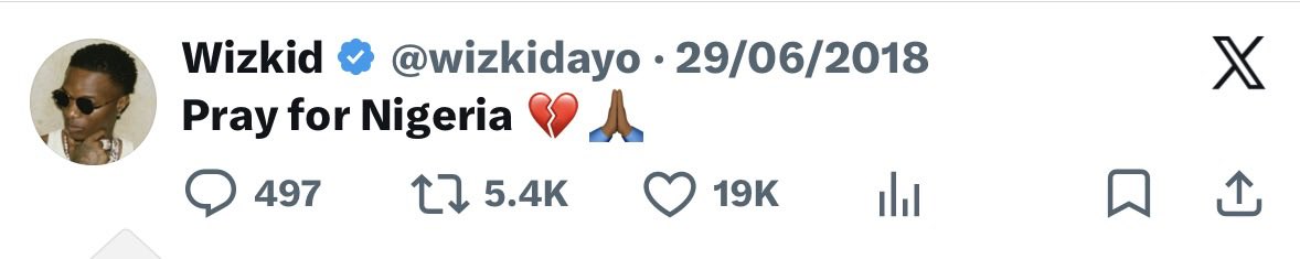 chloeB902's tweet photo. Back in 2018 when Wizkid was speaking out for Nigerians..after Una go talk say he no de talk for him country https://t.co/bw6atVSYFJ