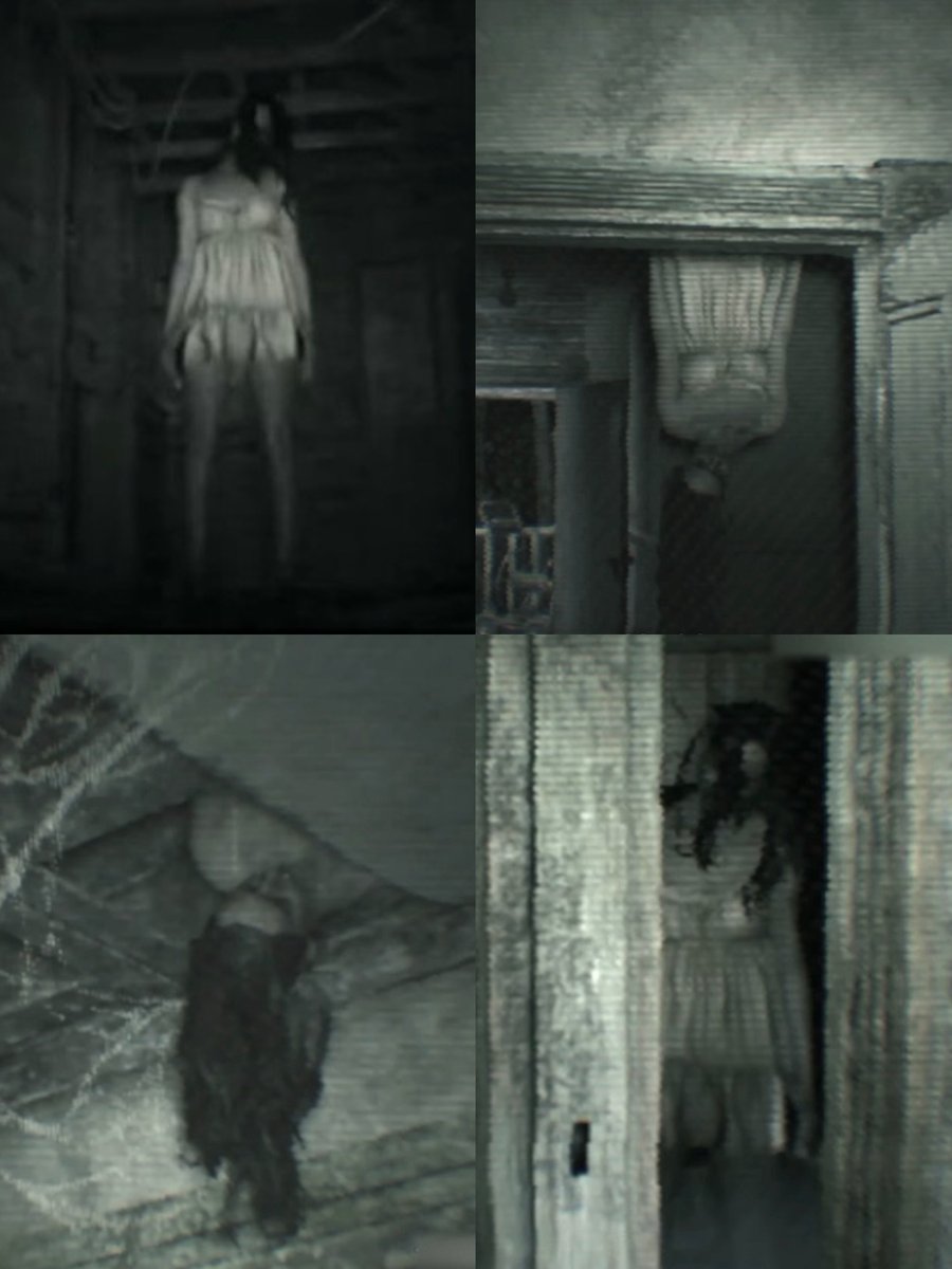 adasnuer's tweet photo. it’s october so i’m reminding everyone of this creepy ass ghost lady from the re7 demo https://t.co/xUAv5PsQfK