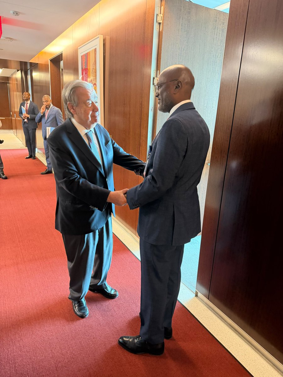 adoniaayebare's tweet photo. Today I had an opportunity to bid Farewell to @antonioguterres the UN Secretary General after completing my tour of duty as Ambassador of Uganda to the UN. I have had a close working  relationship  and a Father figure who checked on to see if I was doing well. Since 2017 we have worked together on various UN processes, Buenos Aires plan of action on south-south  cooperation(BUPA), Pact of the future, Financing for Development(FFD), UN 75, UN80 reforms, UN Budget, support to Entebbe regional service center, reform of the UN Development system, and regional peace and security. He visited Uganda twice during my term. I wished him the best in the remaining three months as one of the most consequential UN Secretary Generals. I bid farewell to UN Secretary-General António Guterres after my tenure as Uganda’s UN ambassador. Since 2017, he has been a mentor and close collaborator on BUPA, the Pact of the Future, FFD, UN75, UN80 reforms, the UN budget, Entebbe’s regional center, development reform, and regional security; he visited Uganda twice. I wished him well in his final three months as a consequential leader.