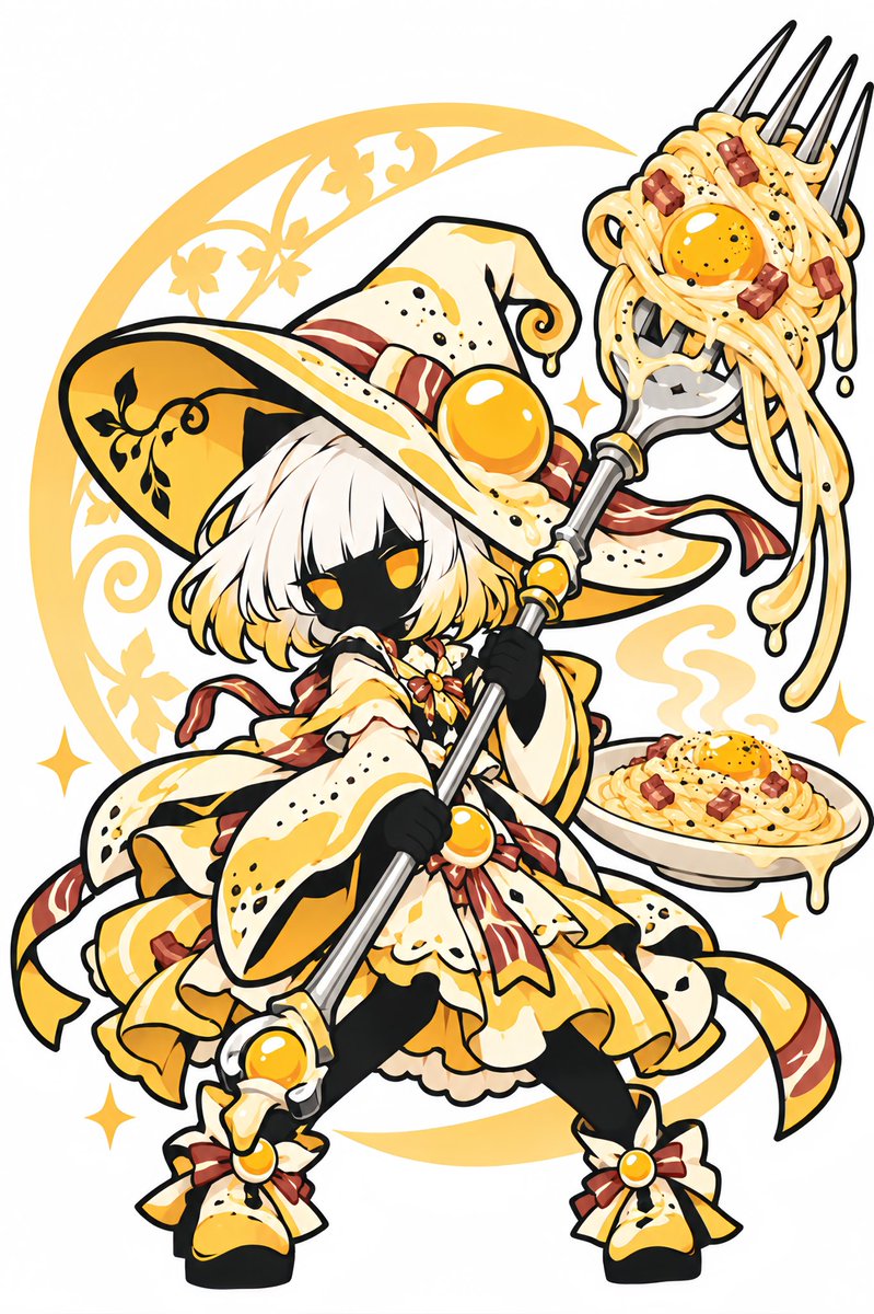 yona21_ai's tweet photo. おはよ〜！

カルボナーラの魔女！🍝

わたくしパスタの中ではカルボナーラが一番好きですの(っ ॑꒳ ॑c) https://t.co/Jf9Xrw54oy