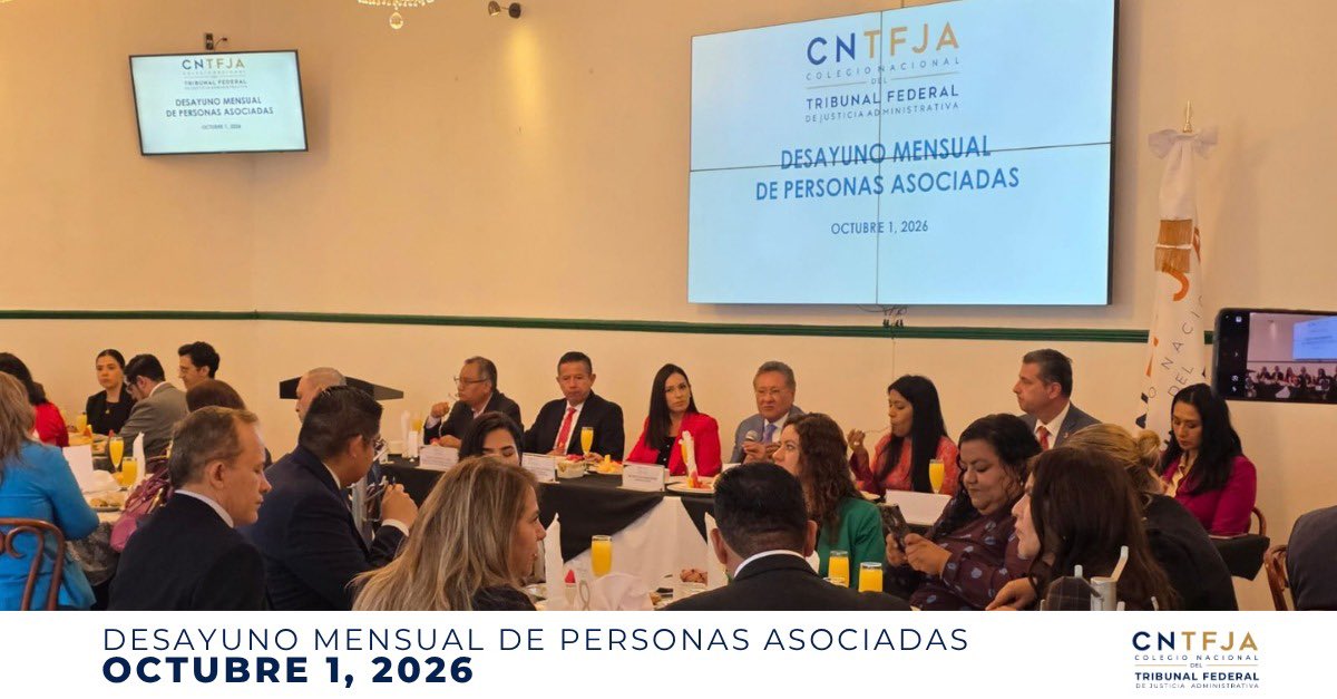 ColegioTFJA's tweet photo. El CNTFJA realizó el primer desayuno mensual de esta gestión con integrantes del Consejo Directivo y asociados. Agradecemos su participación y la valiosa ponencia del Dr. Miguel Buitrón Pineda. Estos encuentros fortalecen los vínculos del Colegio. https://t.co/SRsI00y1Nu