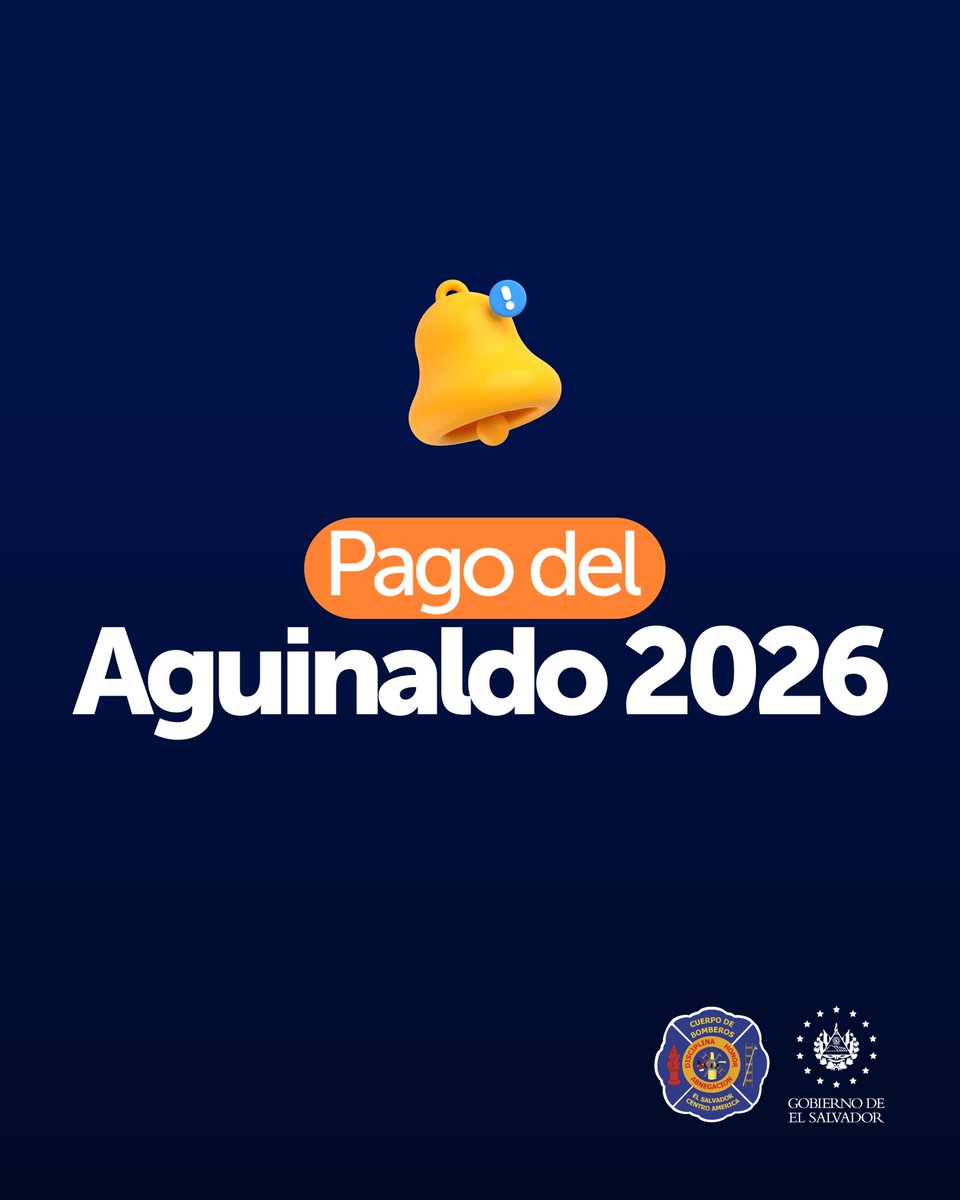BomberosSV's tweet photo. Ya fue depositado el aguinaldo correspondiente al 2026 para todos los elementos del Cuerpo de Bomberos de El Salvador. https://t.co/knRQQMEr3m