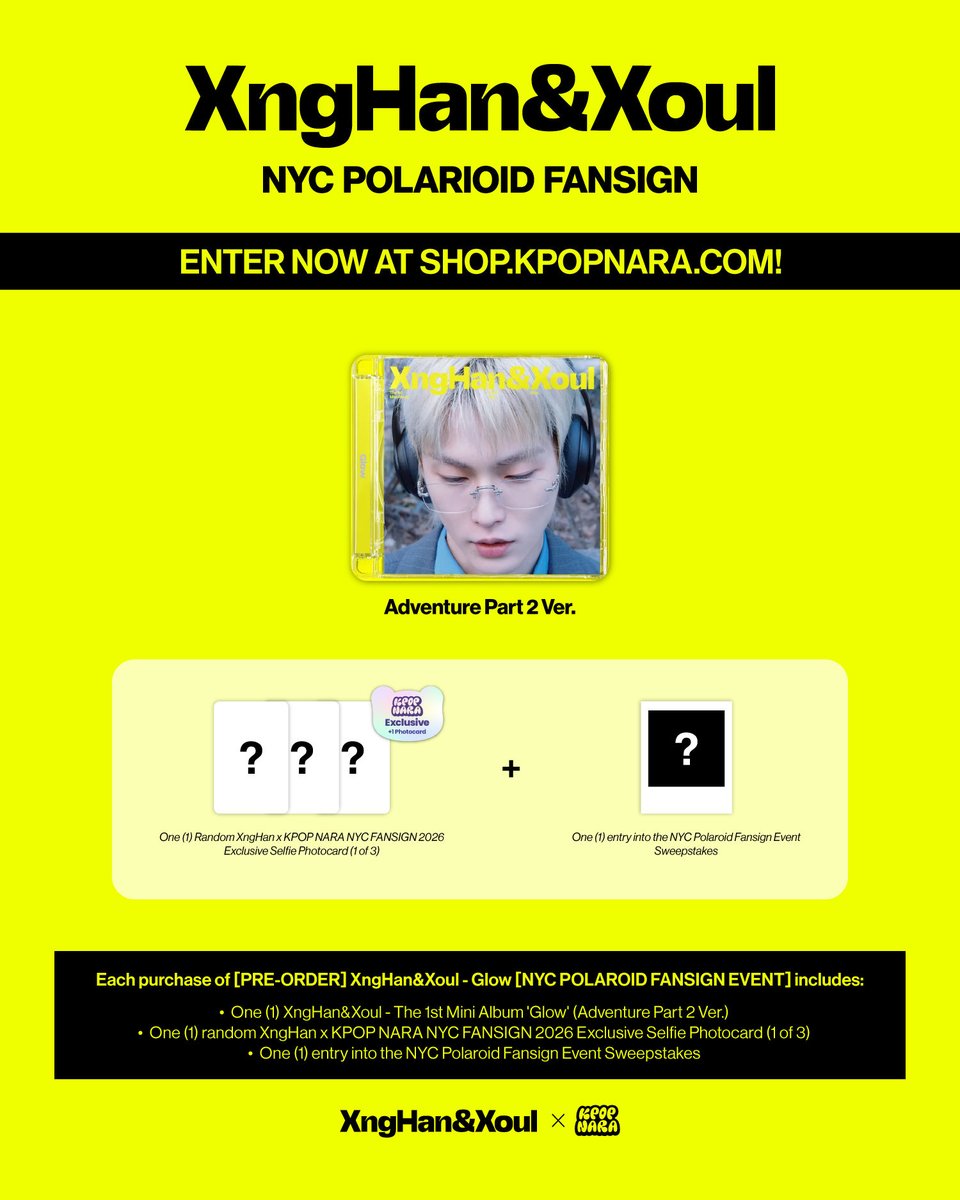 _kpopnara_'s tweet photo. [📢] XngHan Polaroid Fansign | KPOP NARA NYC

Mate! XngHan is coming back to NYC and he can’t wait to see you 👀 Enter now for a chance to win a spot at our Polaroid Fansign!

🌟 POLAROID FANSIGN
➖ Take a polaroid picture with XngHan and get it signed on-site!
➖ Then get a chance to decorate your pola with XngHan as well! 

📆 Event Date: 10.17
‼️ Entry Period: 10.01 - 10.09 @ 11:59 PM PST
🔗 https://t.co/i6Qy0dPjOI
💿 Each purchase comes with a 1 of 3 NYC Fansign Exclusive selfie photocard!
*Please read through all details on the product page before entering!

@XngHan_official 
#XngHan_Xoul #XngHan #Lets_Glow
#KPOPNARA