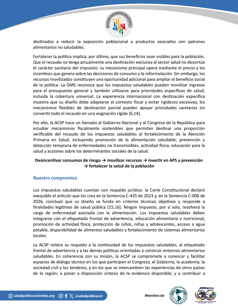 RonnySuarez_'s tweet photo. Importante

La @saludpublicacol respalda la continuidad de los impuestos saludables porque la evidencia internacional los vincula con menor compra de bebidas azucaradas y reformulación. Pide preservarlos y evaluarlos con rigor (sigue)... https://t.co/1DZjAlSqmO
