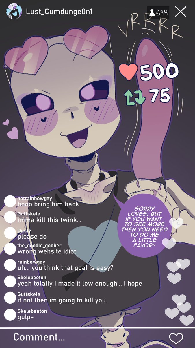 NotSkelebeeton's tweet photo. Twinktober Day 1 -  Livestream
Lust invited Twilight to do a fun stream! and of course invited all his friends to watch. I have a small goal at the end- if you guys achieve it before 12 am (cst) then will post a short second part. If not then it will be on my patreon! https://t.co/61wjtAPPZ2