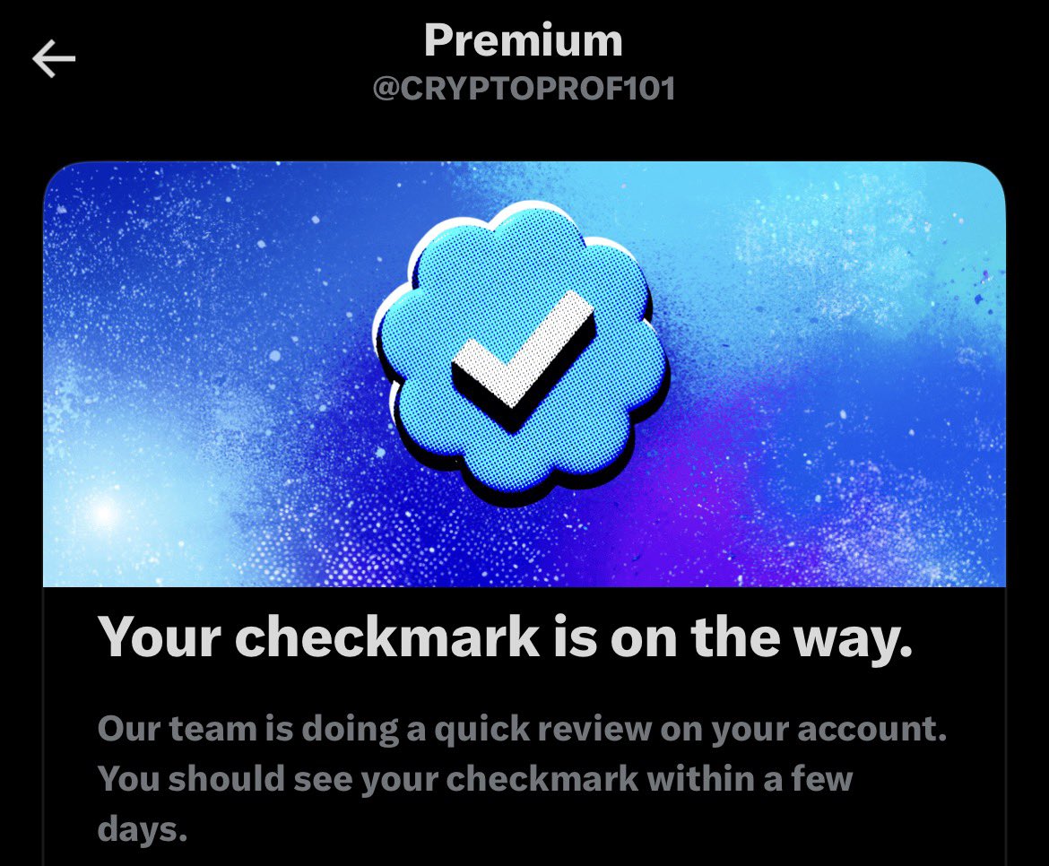 CRYPTOPROF101's tweet photo. @CosmicSignature 
Blue check still under review 🙏 https://t.co/m3NEPDfQBR