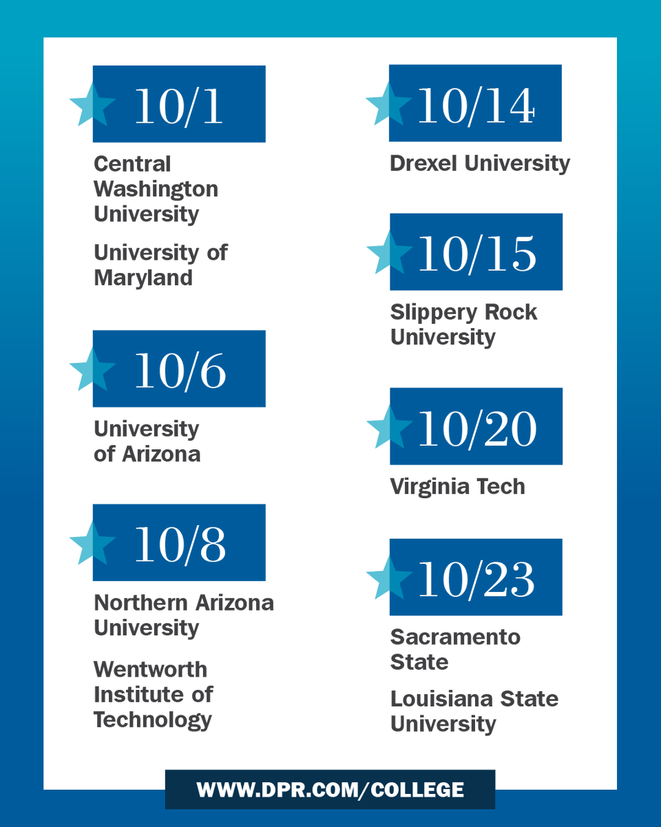 DPRConstruction's tweet photo. We're coming to campus!🎓 Our team will be heading to college #career fairs across the country to recruit for internship and full-time positions. Come meet us and discover how to turn your curiosity and passion into a career full of opportunities: https://t.co/6CP9W2xqFu https://t.co/ZbtNgGAbWZ