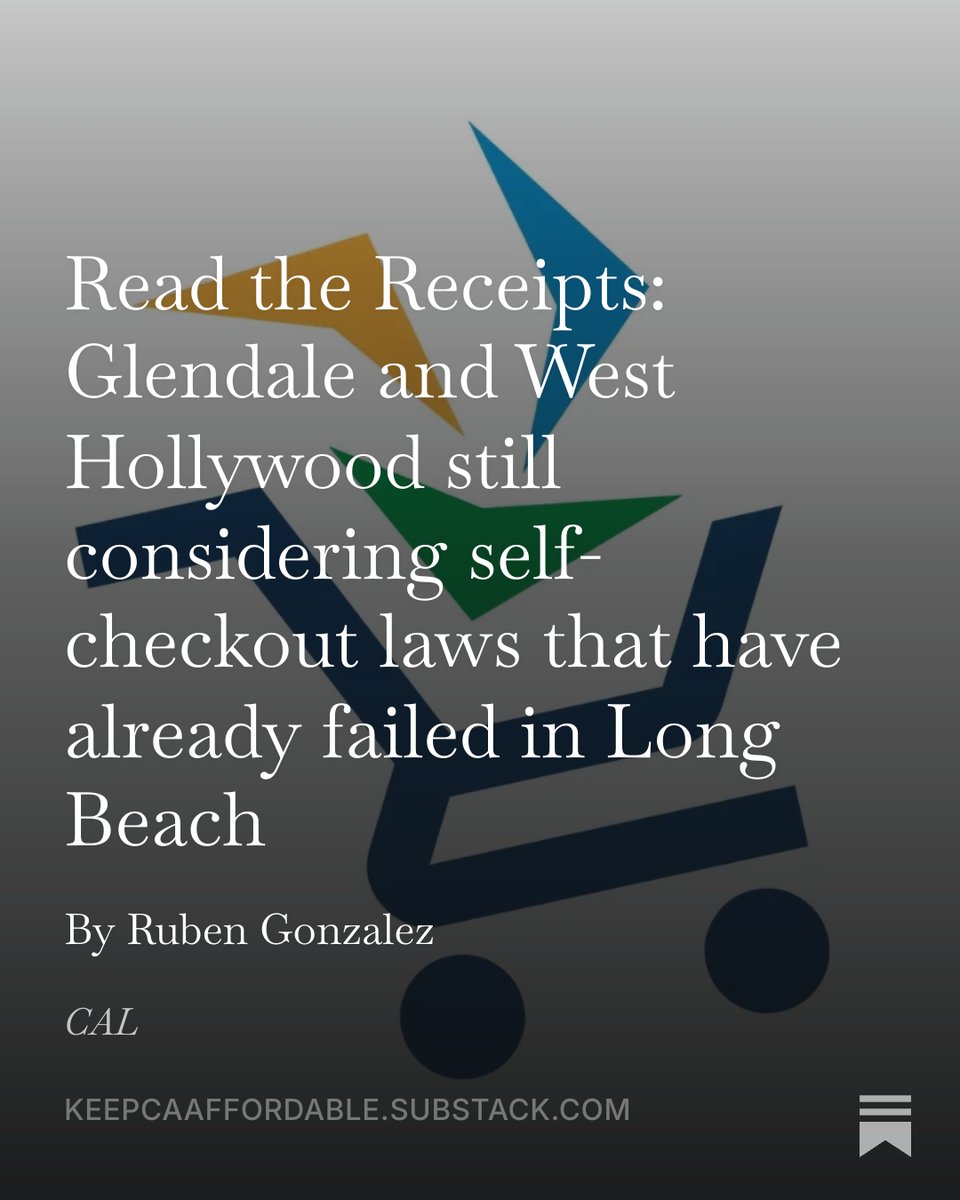 keepcaaffordabl's tweet photo. Read the Receipts: @VICASFValley president Ruben Gonzalez warns Glendale and West Hollywood not to repeat Long Beach's self-checkout mistake.

Full article link below. https://t.co/EbAG2qhU93