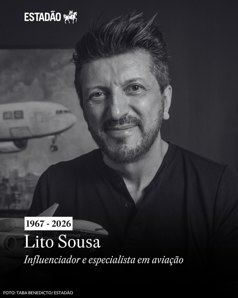 Estadao's tweet photo. Morre Lito Sousa, especialista em aviação que fez fama no YouTube ➡️ https://t.co/sjQlWCgcmh https://t.co/5mNYLm9SDQ