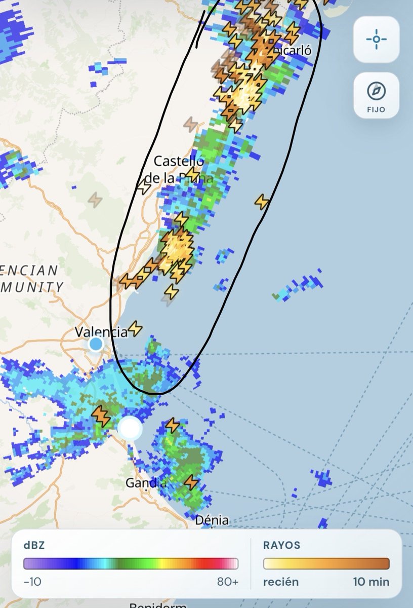 Valencia_WX's tweet photo. 🚨Ahora comiemza la segunda tanda que veian los modelos

⛈️Afectará principalmente al litoral de Castellón durante la madrugada, pudiendo afectar con menor probabilidad también al litoral de Valencia y Norte de Alicante https://t.co/OumeaW87un