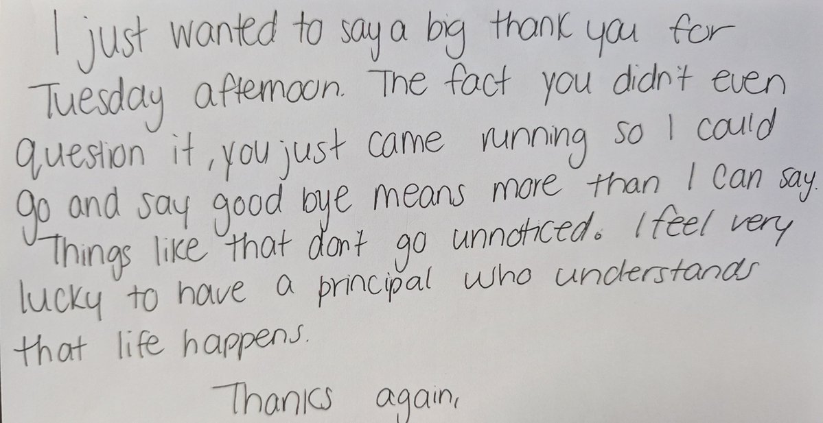 DerekHoogerdijk's tweet photo. This staff member's dog was being put down suddenly and she asked to go. I ran across to cover without thinking too much of it. Sometimes, it's the things that we consider to be so small that our teachers value the most. #edleader #principalwork https://t.co/fWlyf8HngT