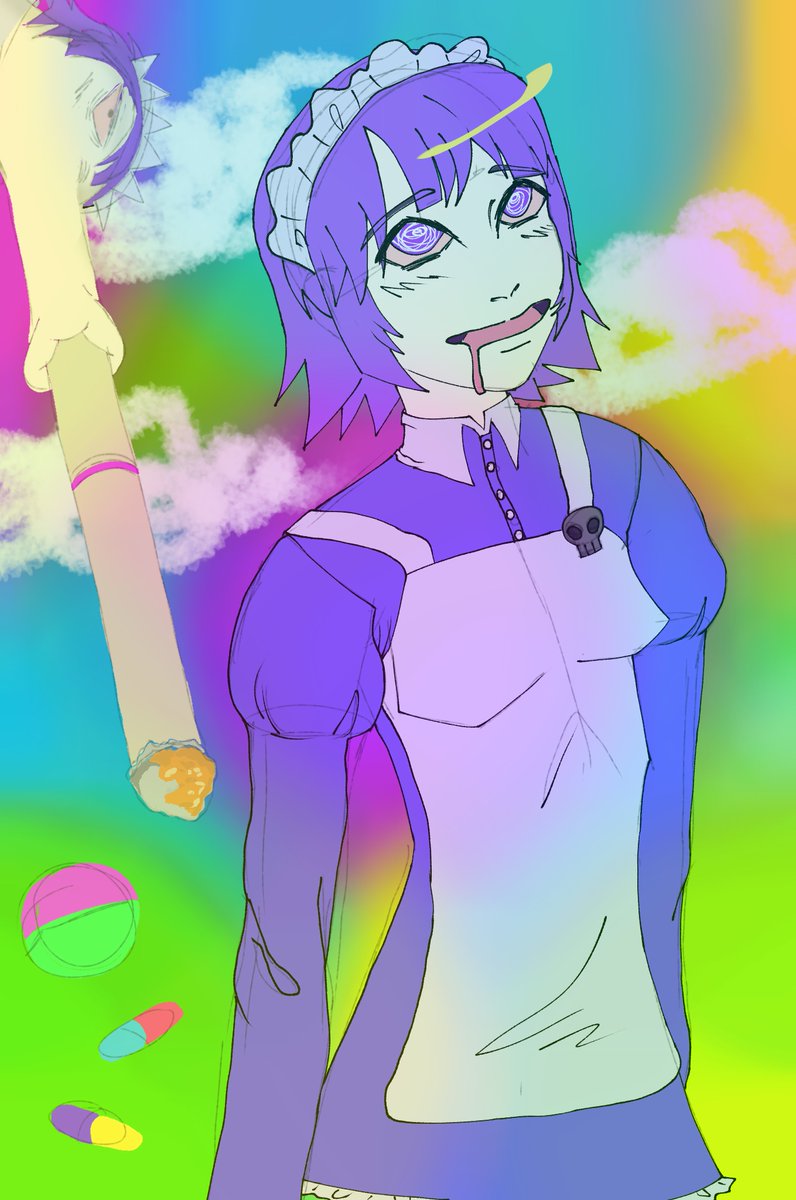 Corvowk's tweet photo. #maidtober2026 
1 day: Yakui: the addict maid 🚬 https://t.co/p60YIJQXgb