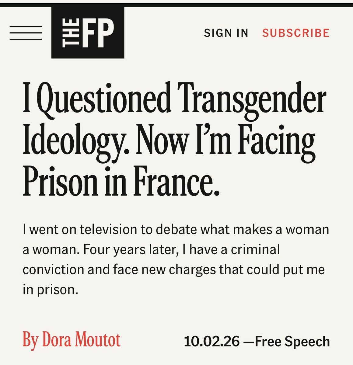 salltweets's tweet photo. To make acknowledging the accurate definition of “woman” a criminal offense seems like a feature, not a bug, of transgender ideology. https://t.co/KwKSYboN53