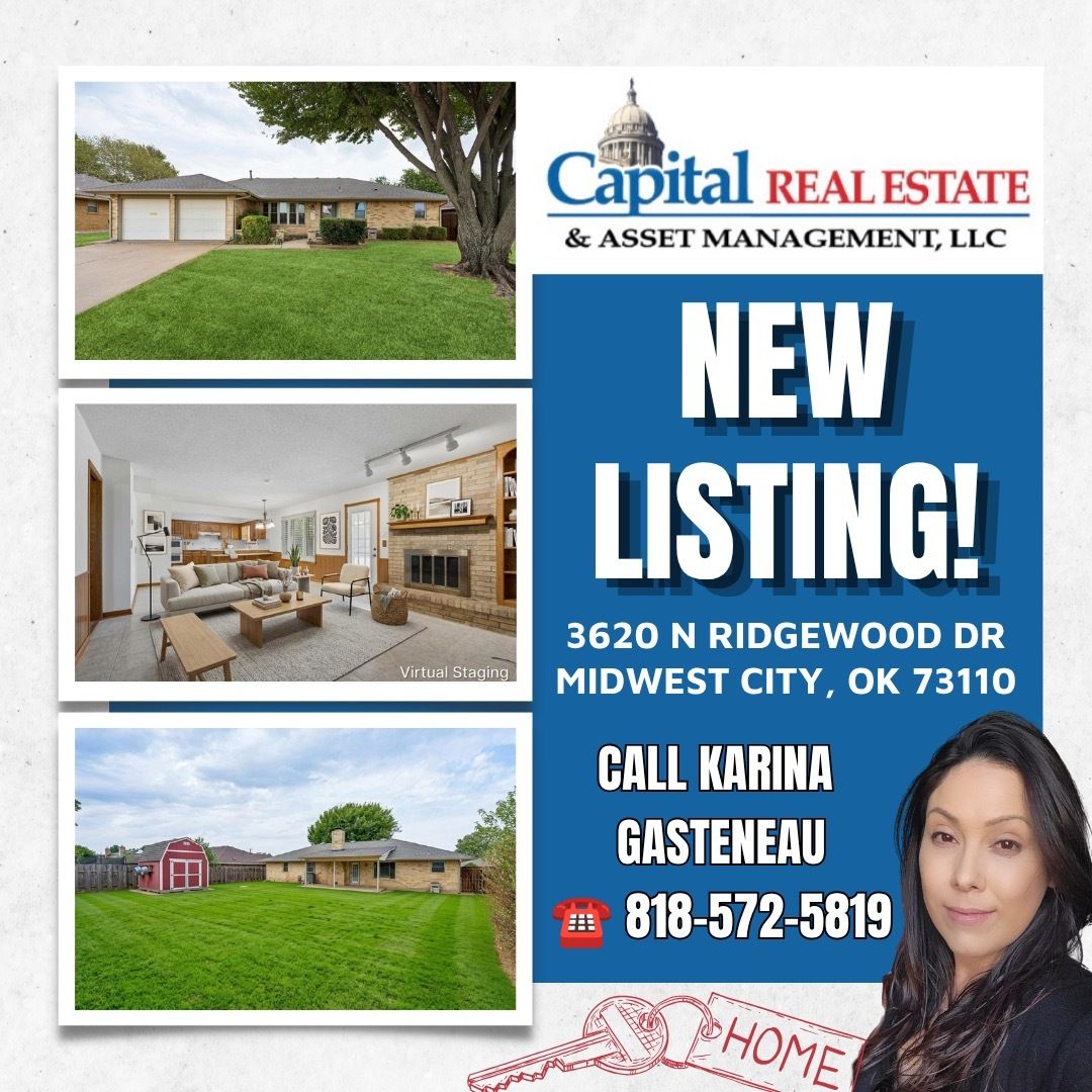CapitalREOK's tweet photo. Welcome to this 3-bedroom, 2-bathroom home in the Mid-Del School District, where thoughtful updates and a spacious backyard make it easy to settle in. Come see it today! #JustListed #Homebuyers #BuyWithCapital #CloseWithCapital #Homeownership #Thursday #Realtors https://t.co/v2Pb9ngy1p
