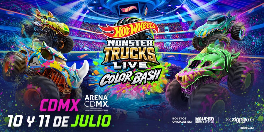 SuperboletosMx's tweet photo. 🔴🟠🟡 Prepárate para una EXPLOSIÓN de color 🟢🔵🟣

Hot Wheels Monster Trucks Live: Color Bash llega a la #ArenaCDMX en 2027.

🎟 Asegura tu lugar boletos en Superboletos: https://t.co/k7R5bGayQp https://t.co/0RgbUdyKzt