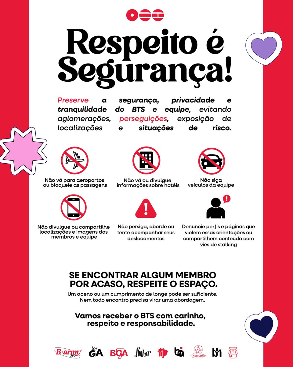BARMYSTREAM's tweet photo. 🚫 SER FÃ TAMBÉM É RESPEITAR O ARTISTA
B-ARMY, queremos que o BTS saia dos 3 shows daqui com a sensação de que somos não somente a melhor plateia dentro do estádio, mas o melhor público também fora dele
Eles não são animais em um zoológico, e o tempo privado deles não é nosso para interromper. Por favor, respeitem o que os próprios membros vêm pedindo há anos
COMPARTILHEM
#KeepBTSSafe #BTSNoBrasil