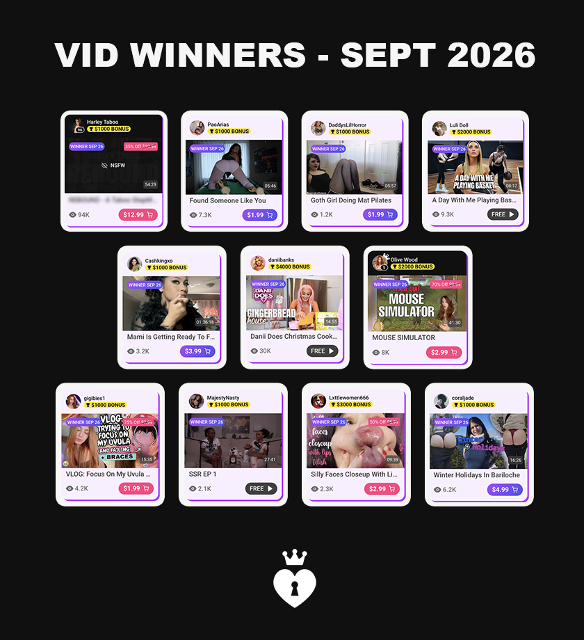 ManyVids's tweet photo. 🏆 Congratulations to all the winners of the Best Vids of September 2026! Enjoy! 🔥

❤️ Adult — $1,000 USD https://t.co/G64UzIYMix

🎵 Music — $1,000 USD https://t.co/iKhwGkqnKW

💪 Health & Fitness — $1,000 USD https://t.co/qRIQ7VZCZC

🎮 Gaming — $2,000 USD https://t.co/17wP0jpkjP

🍽️ Food & Drink — $4,000 USD https://t.co/YhNQcfO8KQ

💄 Beauty — $1,000 USD https://t.co/qa1KLAOdcS

📱 Influencer — $1,000 USD https://t.co/rDJUNdtcWe

🌍 Travel & Outdoors — $2,000 USD https://t.co/p0IfQXygZ9

⚽ Sports — $1,000 USD https://t.co/MBrgrOoPwC

🎙️ Podcast — $3,000 USD https://t.co/lpF1VMAT2k

😂 Comedy — $1,000 USD https://t.co/YfNVSWfTVv

It’s time to get creative because your next Vid could win—and a single winning Vid can earn up to $20,000 USD! 🎬💸