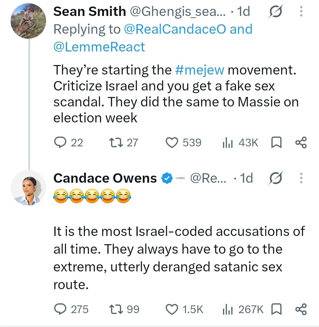 EsoShaggy's tweet photo. Candace Owens in the last 24 hours defamed me to millions, she accused me of being a pedophile who abuses children, having involvement in murdering Charlie Kirk, and being a mossad spy.

This is a clear call to violence to her mob. It's justification.

I won't be silenced. https://t.co/AzPOxrqCk3