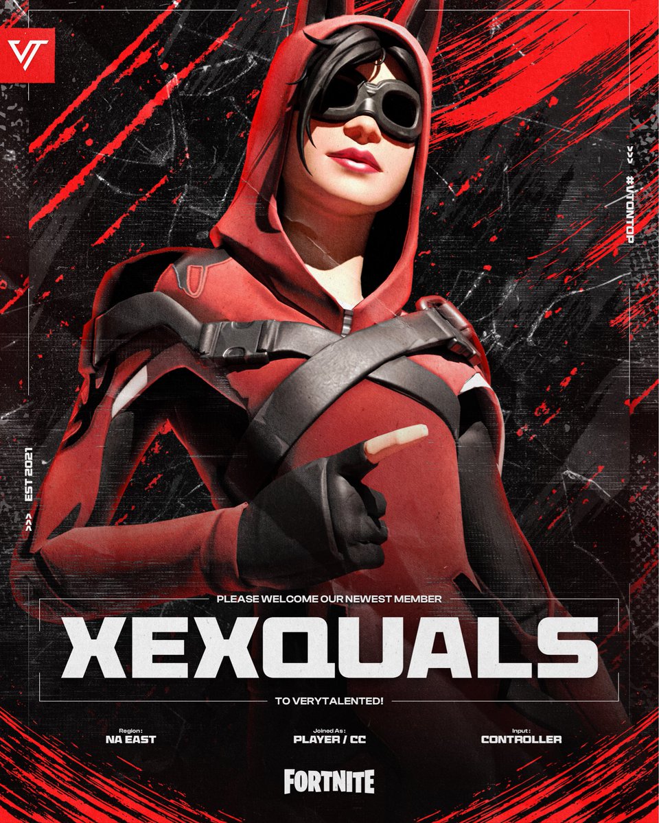 VTalentedTeam's tweet photo. Introducing the newest Fortnite player to our @VTalentedTeam roster.

Welcome home, @xexqualsVT. 💪 https://t.co/mmGS2aAd9c