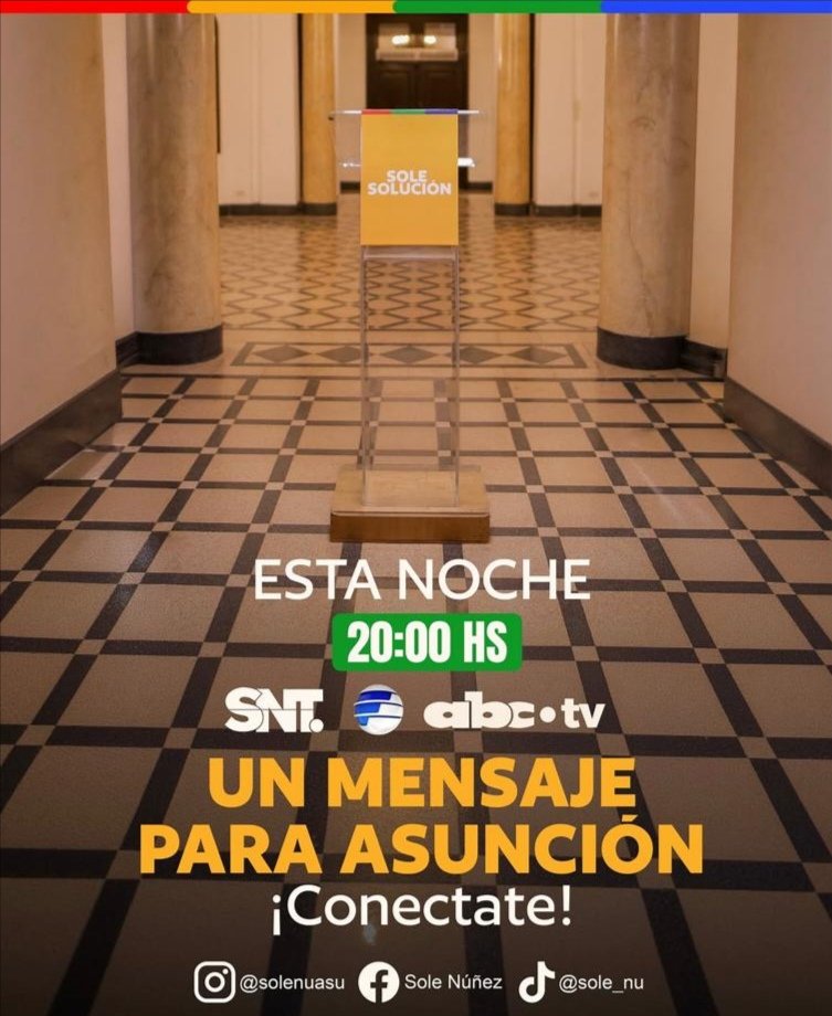 FilizzolaRafael's tweet photo. A las 20:00 prendete a @sntparaguay, @Telefuturo o @ABCTVpy para escuchar el mensaje de @solenu.
#EsHora #EsSole #SoleSolución https://t.co/J9HHtrY0qJ