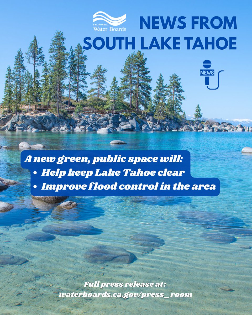 CaWaterBoards's tweet photo. ☔️  🌊South Lake Tahoe’s new Tahoe Valley Stormwater and Greenbelt Improvement Project is now open to the public. 

The City received a $7 million grant from the CA Water Boards’ Stormwater Grant program for this project.

https://t.co/NRclv1LsqQ https://t.co/EtrHY6G5pD
