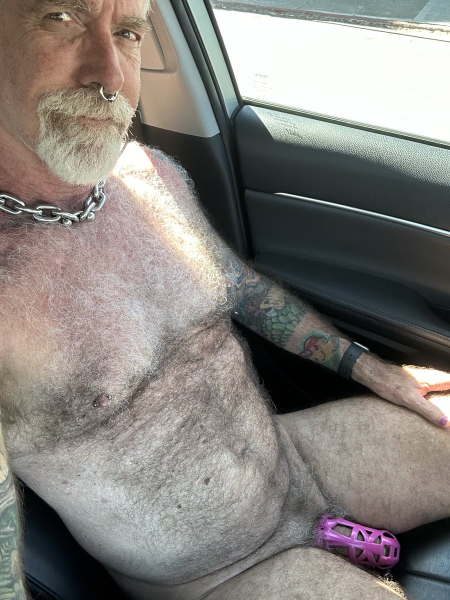 JackSullivanxxx's tweet photo. #locktober kicking off with a bang - enjoying morning coffee on the back deck, and driving home from the gym. 

Here we go!! Let the fun begin. As always, in my pink cage with my PA as well. 

#LocktoberVibe #cageddaddy @KINK3Ddesigns https://t.co/VEGB856GDW