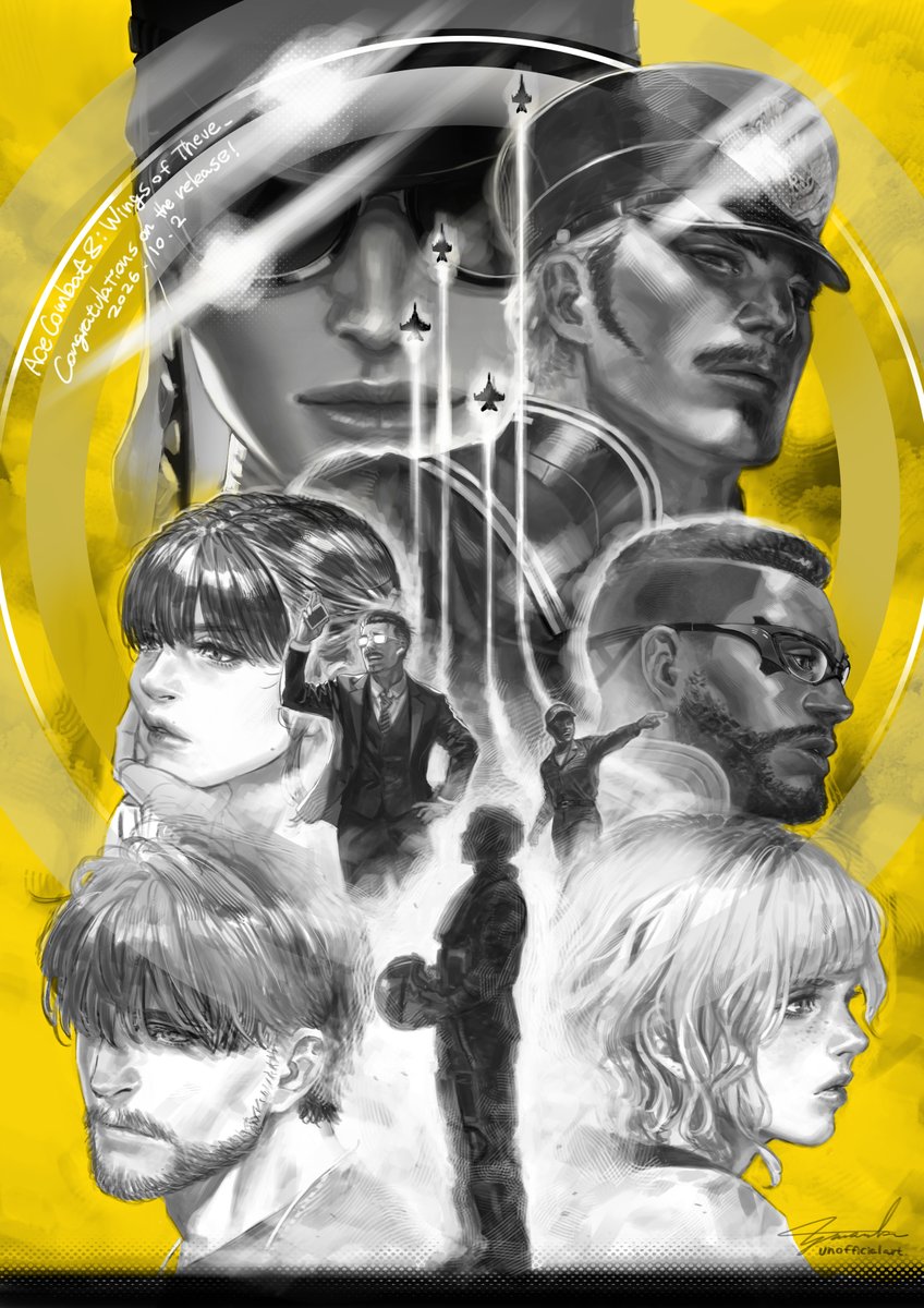 kymg's tweet photo. 『エースコンバット８：WINGS OF THEVE』発売日です
開発の皆様、プレイヤーの皆様、おめでとうございます！
記念にこれまでUnofficialで描いたラフ描きをまとめました。壁紙にするなど常識的な範囲で使ってください😄

ACESさんを始め開発の方々は国内外業界でも有数の職人集団です。
僕は外部デザイナーですが、そんなACESさんの野心に満ちた新たなる第一歩にご一緒出来た事を誇りに思います。

無事発売日を迎えれば僕もまた１ファンに戻るのみ。
エンディングが楽しみです！

#ACECOMBAT8 #WingsOfTheve #エースコンバット8