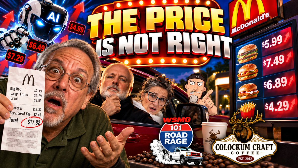 WSMGmedia's tweet photo. Tomorrow on ROAD RAGE 101:

THE PRICE IS NOT RIGHT! McDonald’s is using AI to help determine restaurant-specific menu prices based partly on what customers may be willing to pay. Plus, a Texas BBQ favorite says brisket economics are cooked as the necessary price approaches $51 a pound, and Tennessee attempts to execute Christa Pike—but she remains alive after the state’s lethal-injection procedure.

M-F 6am Pacific LIVE ON X (@wsmgmedia) and also Available on your favorite podcast app or join us live at https://t.co/5iVLPAXuAg