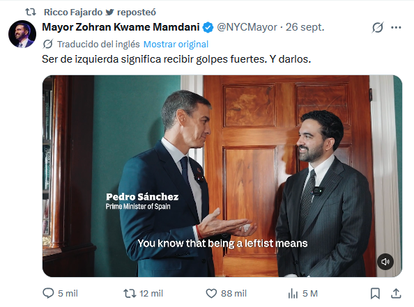 TooMuchToxin's tweet photo. Well can't say this was unexpected that Ricco Flipardo supported a corrupt and treacherous piece of shit like Pedro Sanchez, as he already supports Zohran Mamdani, the braindead piece of shit. https://t.co/wHWi2pUe4V