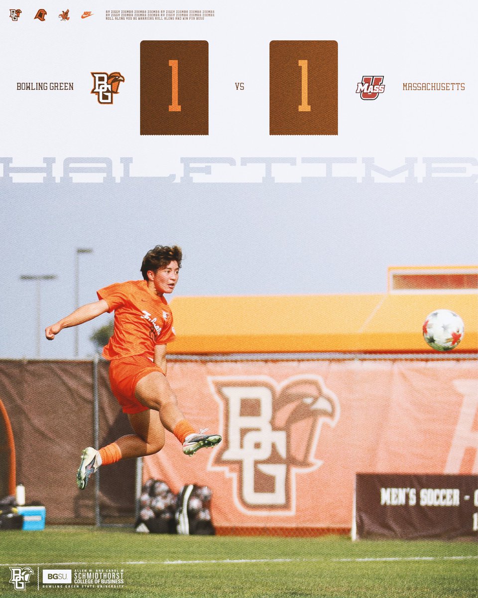 BGSU_WSoccer's tweet photo. Due to technical difficulties at the field today, the halftime graphic did not go out at halftime. We're posting it now because it's an awesome photo (shout out to Drake Harlett) of an awesome goal (shout out to Minah Syam).

#AyZiggy 🟠⚽️🟤 https://t.co/Y6Ll6gNJpP