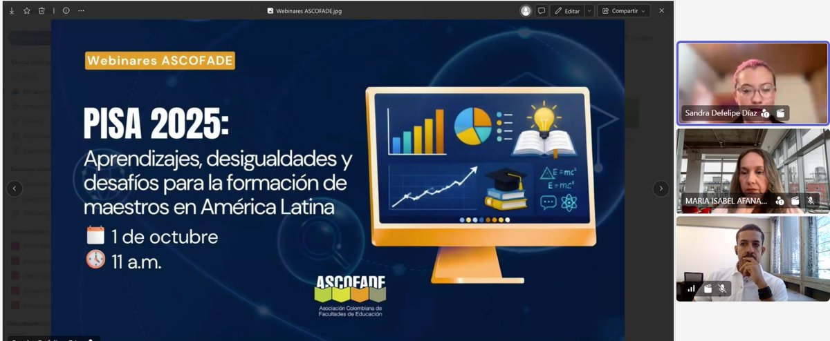 LEEJaveriana's tweet photo. Nuestro investigador Fernando López presentó hoy en el webinar de @AscofadeCo sobre PISA 2025 y los desafíos para la formación de maestros en América Latina. 
💪Desde el LEE seguimos aportando evidencia al debate sobre la calidad educativa. https://t.co/A2BMfLJmZA