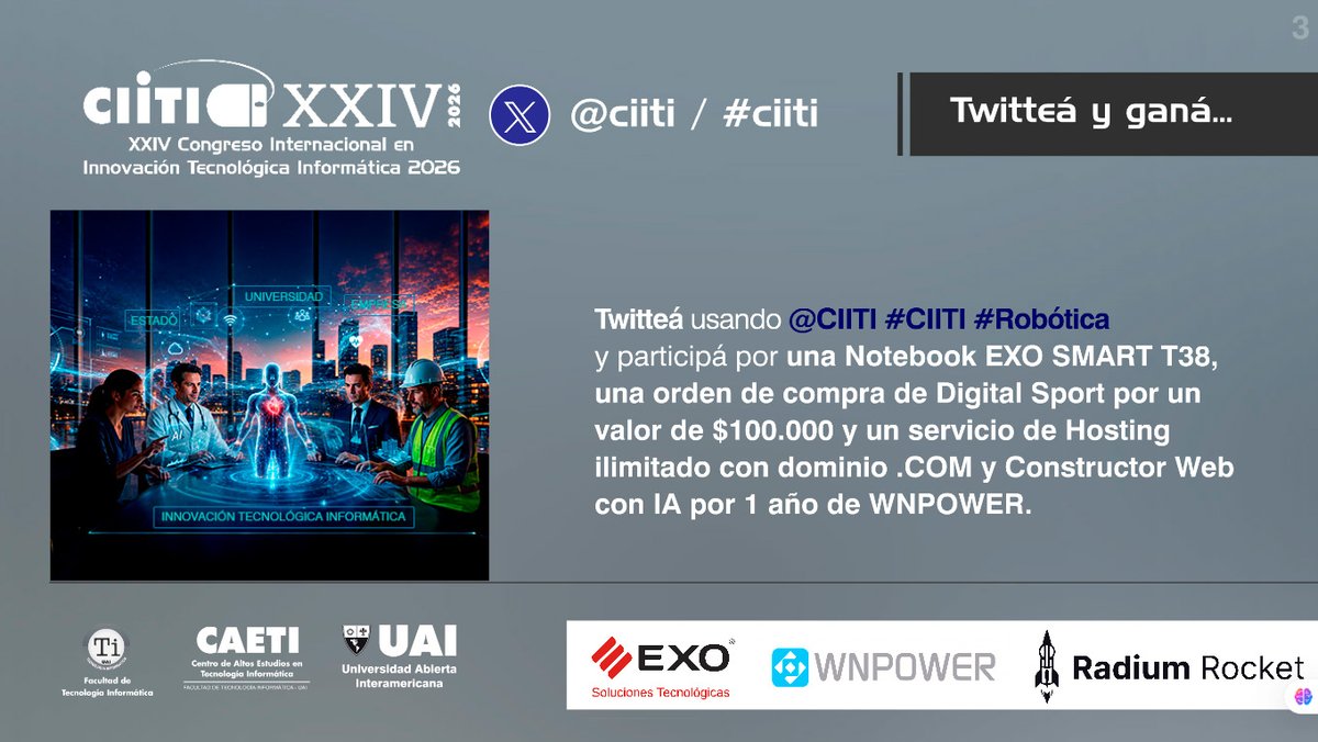 Ciiti's tweet photo. Sigan participando por la Notebook y otros excelentes premios en el Bloque #Robotica del #CIITI https://t.co/RjB6wA4km6
