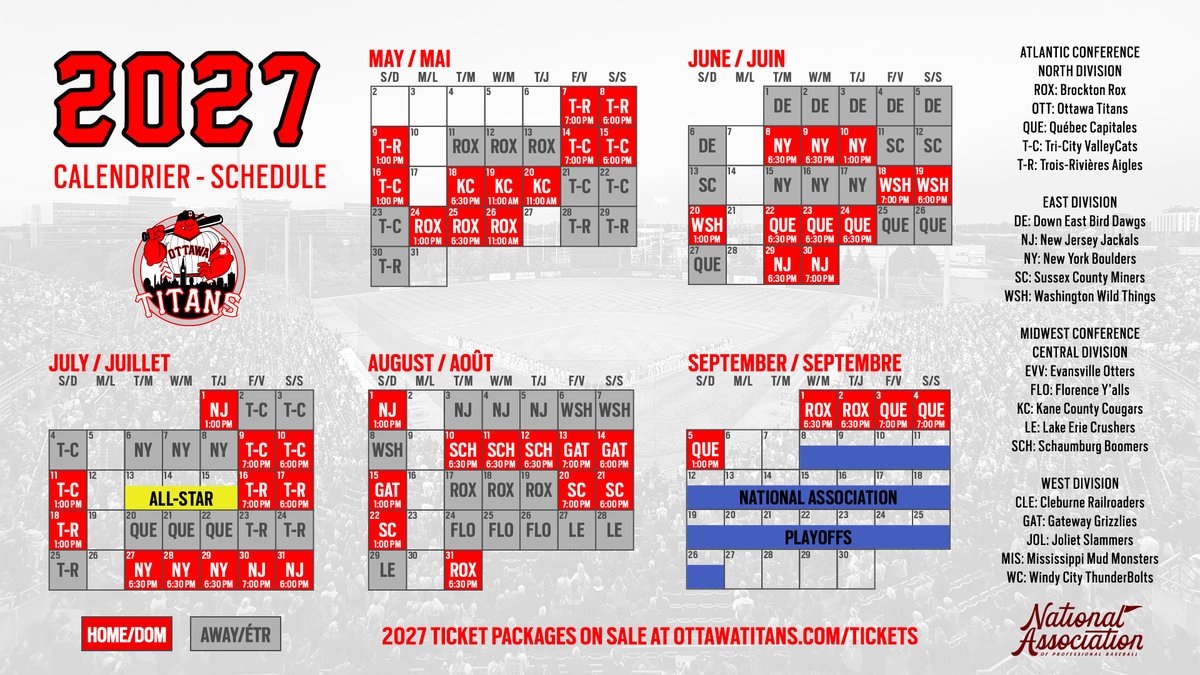 ottawa_titans's tweet photo. OFFICIAL: Title Defence is ON! 🏆

Check out our schedule for the 2027 National Association season! 📅

📝: https://t.co/9HNPPB8xLM

#FullSwing https://t.co/X9169evOBL