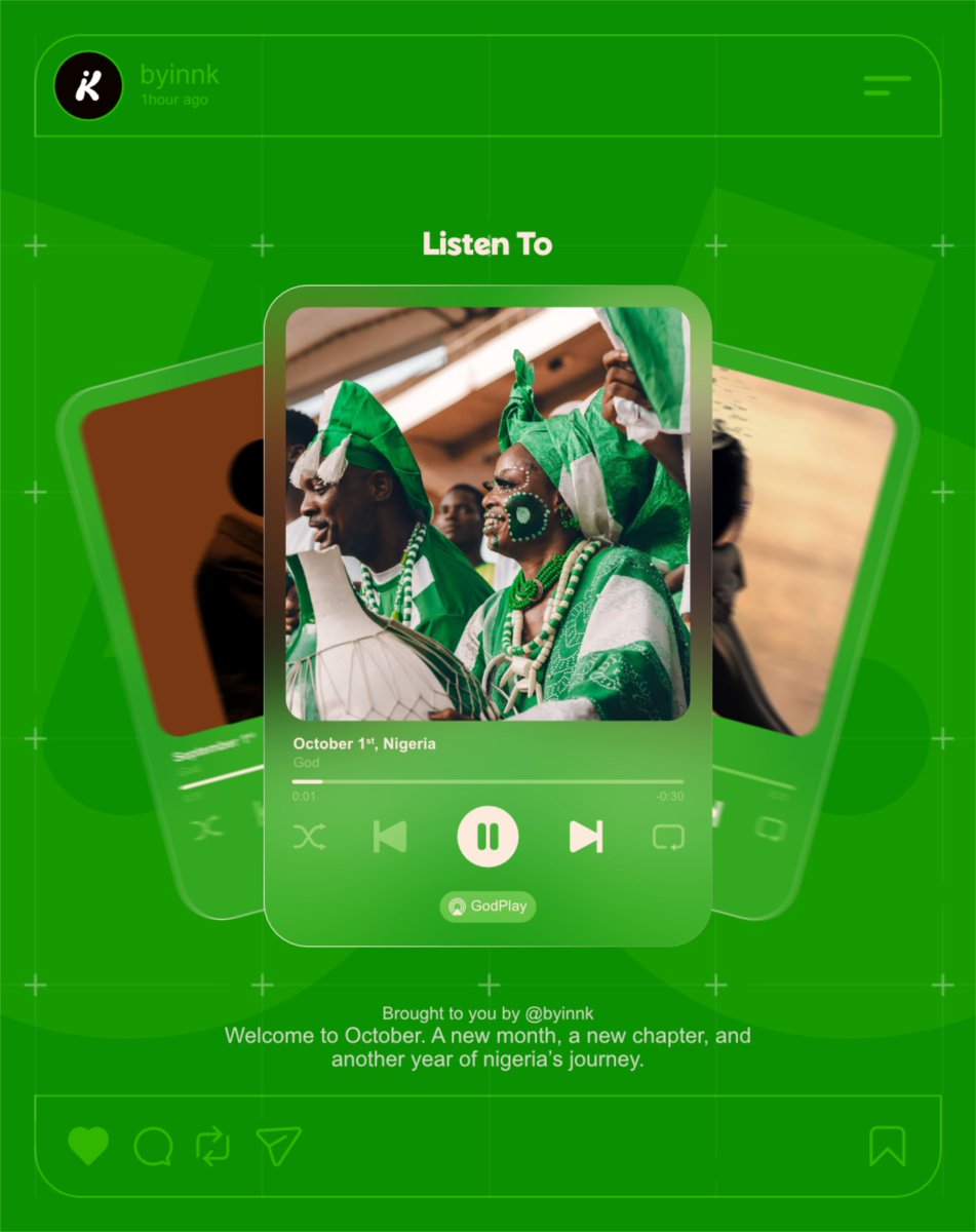 byinnk's tweet photo. A new month. A new chapter. 🇳🇬

May this month bring new ideas, meaningful progress, and the courage to keep building.And to Nigeria my beloved Nation here's to 66 years of independence, resilience, and becoming. 🇳🇬#byinnk  #IndependenceDay #Nigeria #benedictekpeakhena https://t.co/P9T1TDCZkZ