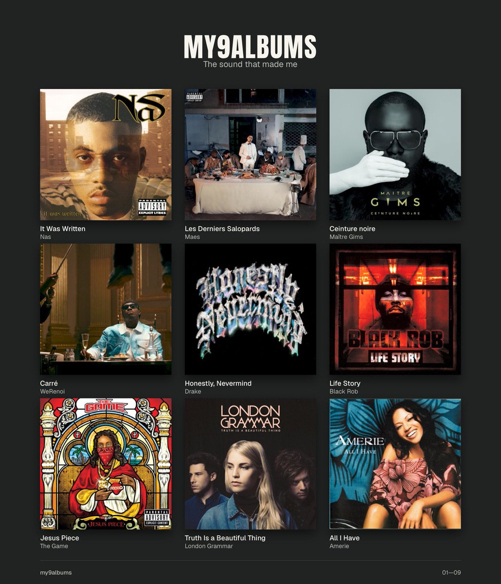 slimfromthe6__'s tweet photo. Si je devais garder que 9 albums sur Terre https://t.co/SSUUw1KDYU