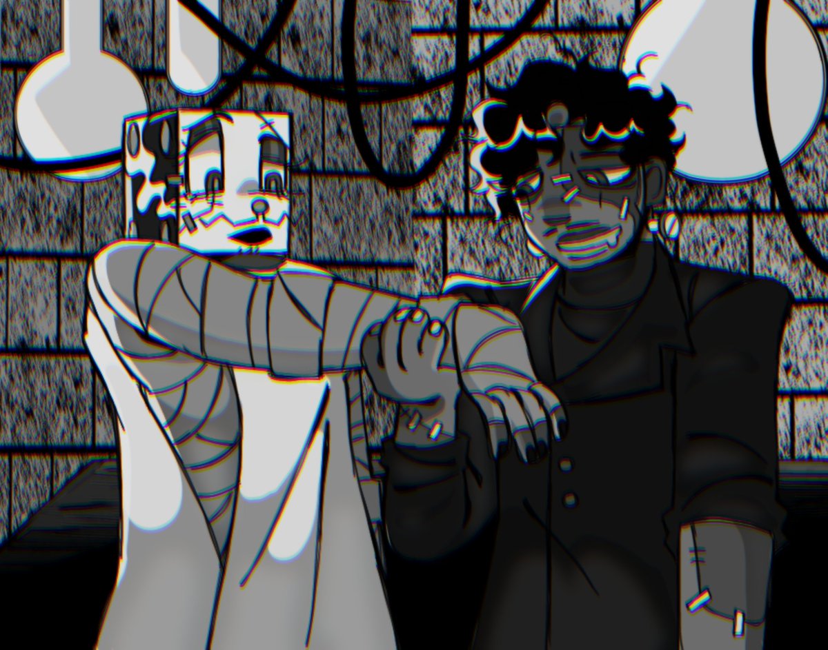 ROLLINDlCE's tweet photo. so i partook in a few prompts from @peachykip's Inktober Isles and ill be posting them over the month when the prompt day approaches!!! first prompt is frankenstein/bride of frankenstein ft @AbstrxctedOwls's Layton ^_^#inktoberisles2026 https://t.co/yfYvJEG1Lh