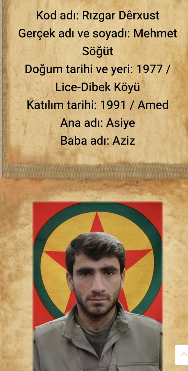 _Sebri_Osman21's tweet photo. Herkes bu değerlerin koruyucu ve yaratıcı emek kahramanlarını tanınmalıdır.
Rızgar Dêrxust arkadaş bir cesaret manifestosu, yaratıcı eylem ustası ve asla unutulmaması gereken bir bir savaş tanrısıydı.
Her genç arkadaş mutlaka onu tanımalı , araştırmalı ve kendisine örnek almalıdır.
Şehadetinin ilanında HPG nin yaptığı açıklamayı buraya alıyorum..

10 Mayıs 2009 tarihinde Amed’e bağlı Akdağ alanında TC ordusu tarafından yapılan havan saldırısı sonucu yaralanan Amed Eyalet Komutan Yardımcısı Rızgar Derxust (Mehmet Söğüt) yoldaş, tüm kurtarma çabalarımıza rağmen şahadete ulaşmıştır.

Rızgar Derxust

Rızgar yoldaş 1977’de Amed’in Lice ilçesinde dünyaya gelir. Yurtsever bir ailenin çocuğu olan Rızgar yoldaş ilkokula kadar okuyabilmiştir. Rızgar yoldaş daha genç yaşlarda mücadelenin en zor olduğu dönemde katılma kararı alır ve 1991’de saflara gelir.

Rızgar yoldaş örgüt yaşamı boyunca mütevazi, fedakar, öncü ve ilerici duruşuyla kısa sürede yoldaşlarının sevgisini kazanmış daha da yetkinleşmiştir. Bu duruşuyla Önderiliğine, halkına, yoldaşlarına ve mücadeleye ne kadar bağlı olduğunu her zaman göstermiştir.

Rızgar yoldaş saflara katıldığından itibaren örgütün kendisine vermiş olduğu her görevi layıkıyla yerine getirmiş ve en son Amed Eyalet Komutan Yardımcılığı görevini üstlenmiştir.