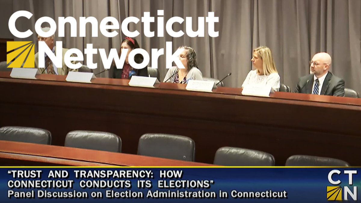 CTNetworkTV's tweet photo. ☑️🔐 How does CT safeguard your vote? Watch "Trust &amp; Transparency: How Connecticut Conducts Its Elections" here: https://t.co/m0NVpELfLT. This discussion addresses election coordination, oversight, and enforcement, and the reliability of voting equipment in CT. #ctn #votect https://t.co/BZPAA6XM1Q