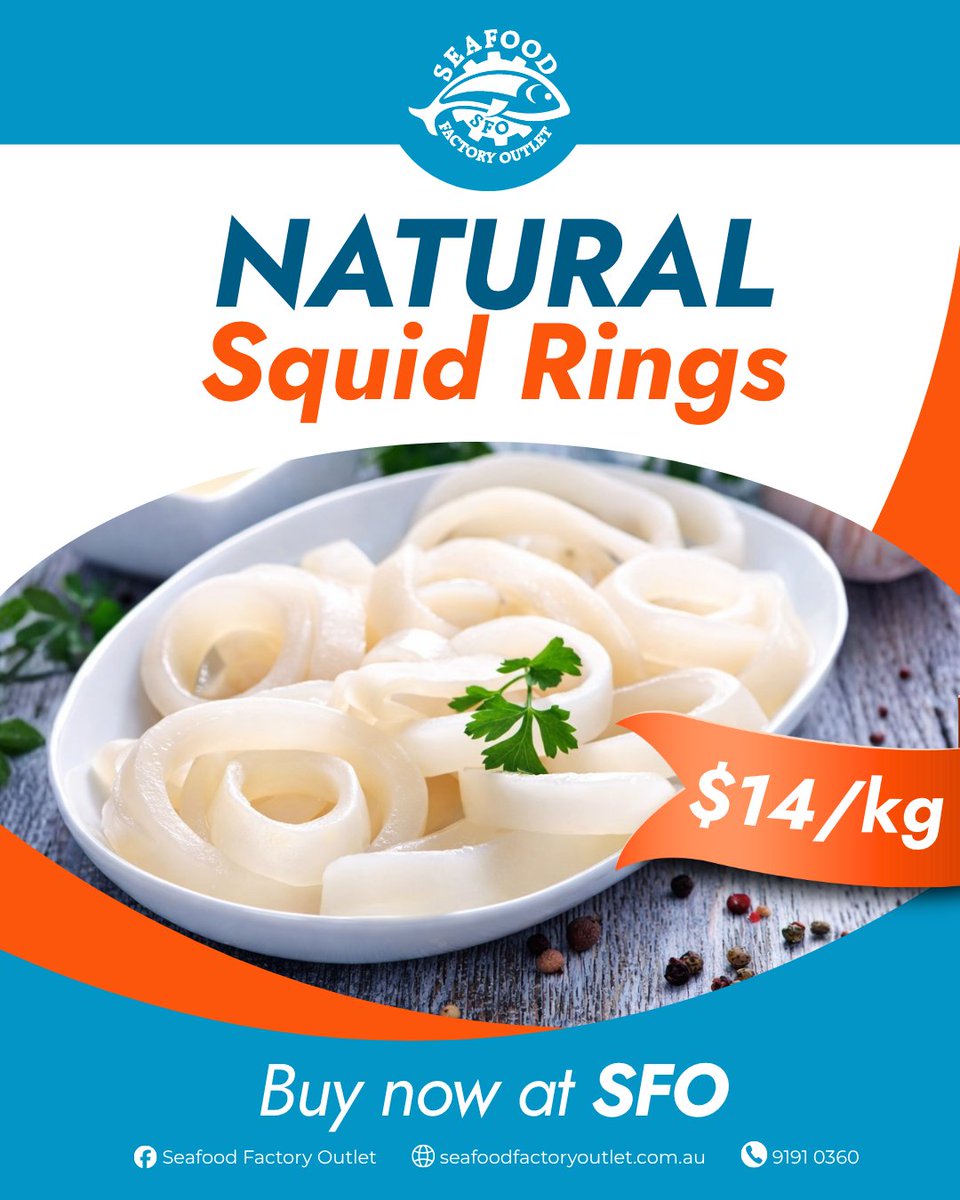 HansDel0nly's tweet photo. Craving a quick, tasty snack or dinner side? Enjoy natural squid rings pan-fried or seasoned with salt and pepper. Just $14/kg at 41 Clapham Rd, Regents Park. Order online for pickup today! https://t.co/Is1IS4Q15W