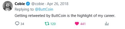 ButtCoin's tweet photo. Buttcoin is the world’s first memecoin with 15 years of lore. It’s your favorite crypto guy’s favorite crypto. 

$Buttcoin has been a part of $BTC history longer than most crypto companies have existed. 

It’s a joke so dumb that its success is the funniest thing that could ever happen. 

And you can buy it today from your favorite exchange.