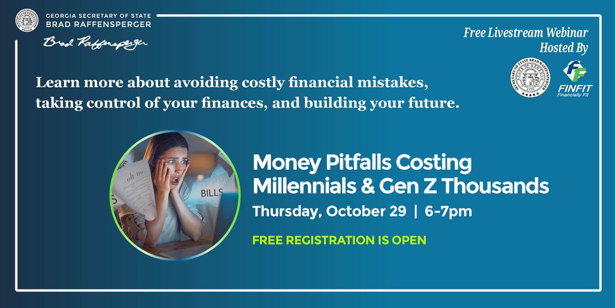 GaSecofState's tweet photo. Get on the right track from the start with your personal finances. 

Invest in yourself and register free today: https://t.co/7cjv4HhxPh https://t.co/o5zTbIfHYw