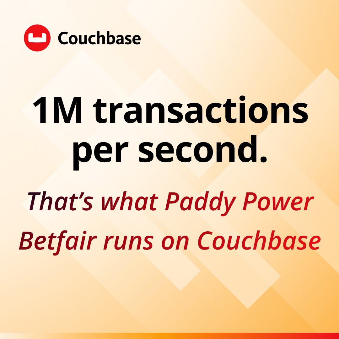couchbase's tweet photo. 1M+ transactions per second.

When legacy caching and traditional NoSQL couldn't keep up, Paddy Power Betfair turned to Couchbase for sub-millisecond performance at betting-scale throughput.

See how 👉 https://t.co/xSlt3yb92X

#Couchbase #DataEngineering https://t.co/JDm3eU4d3i