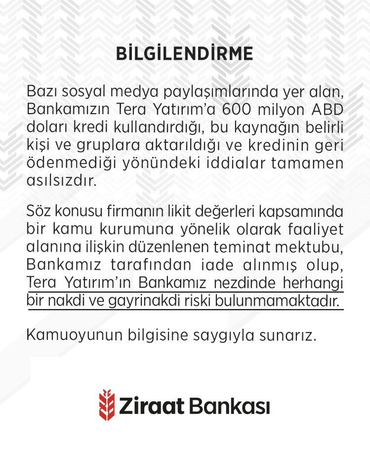 EserBurak45's tweet photo. Ben 600 milyon dolarlık kredi iddiasını gördüğümde merak ettim, sonrasında Ziraat Bankası’nın açıklamasını okuyunca bankanın bu iddianın gerçeği yansıtmadığını söylediğini gördüm https://t.co/7LgjlFZHqD